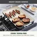 GreenPan 18" x 11" Double Burner Griddle Pan, Hard Anodized Healthy Ceramic Nonstick PFAS-Free, Stainless Steel Handles, Stovetop Cooking, Dishwasher Safe, Oven & Broiler Safe Cookware, Black
