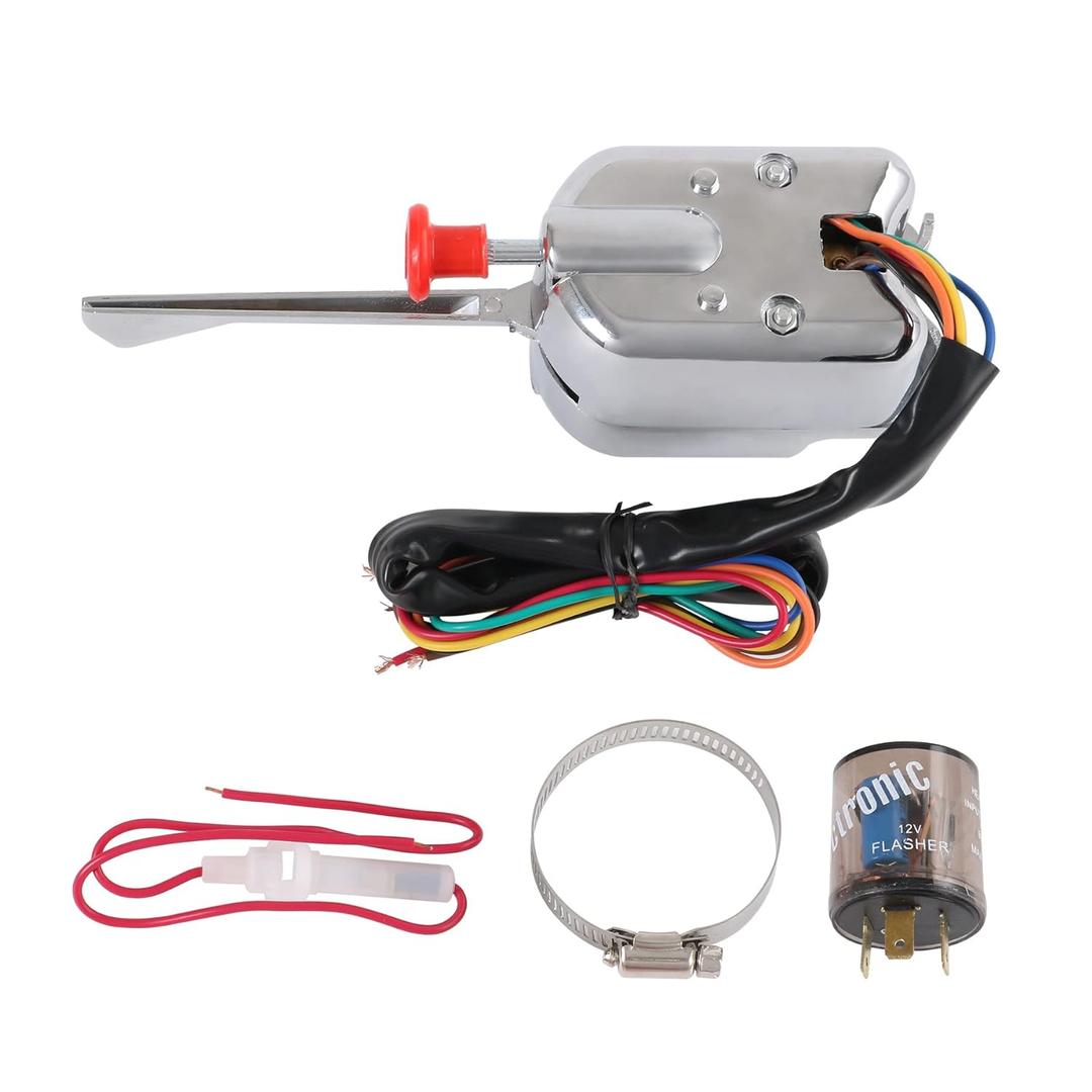 JDMSPEED New Chrome 12V Universal Street Hot Rod Turn Signal Switch with Flasher Replacement for Ford GM