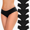 Pack of 6 Seamless Underwear for Women Sexy Low Rise Hipster Wave Edge No Show Bikini Panties Womens Cheeky, M, Black