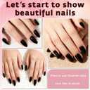 Black Press on Nails Almond with Nail Tabs,120pcs Medium Almond Press on Nails,12 Sizes Glossy Black Medium Fake Nails,Full Cover Acrylic Nails Press ons for Women