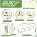 Funnymoom 452 Pcs Class of 2026 Sage Green Graduation Decoration Party Supply for 50, Green Gold Eucalyptus Congrats Grad Paper Plates Napkins Cup Tablecloth Cutlery for Freshly Graduated Decoration