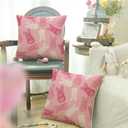 RABUSOFA Easter Pillow Covers 18x18 inch Set of 2 Easter Decorations for Home Pink Rabbit Throw Pillows for Bedroom Sofa Holiday Festivals Home Decor