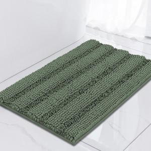 Turquoize Luxury Chenille Bath Rug for Bathroom Rugs Extra Absorbent Bath Mat Non Slip Microfiber Shower Rug for Bathroom Microfiber Shaggy Carpet Rug Size, 17"x 24", Green Bay