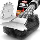 GRILLART Grill Brush and Scraper,18 Inch BBQ Grill Cleaning Brush Kit, Safe Wire Scrubber, Universal Fit BBQ Cleaner Accessories for All Grates (Matt Black)