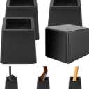 Wood Bed Risers Heavy Duty, Support Loading 2200lbs, 4 Pack Furniture Riser Leg Height Extenders Lifts for Dorm Sofa Couch Desk Chair Table, Black, 3.5" H(Inner 3" H)