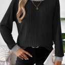 Dokotoo Long Sleeve Shirts for Women Casual Fashion Loose Fit Womens Tops Crewneck Basic Pullover Tunics