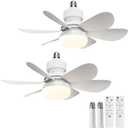 OOWOLF Ceiling Fan with Light and Remote, Low Profile Flush Mount Bladeless Ceiling Fan, 3000K-5000K Dimmable LED Light, 3 Wind Speeds, Timer & Memory Function, Quiet Small Ceiling Fan 20.5" 2-Pack
