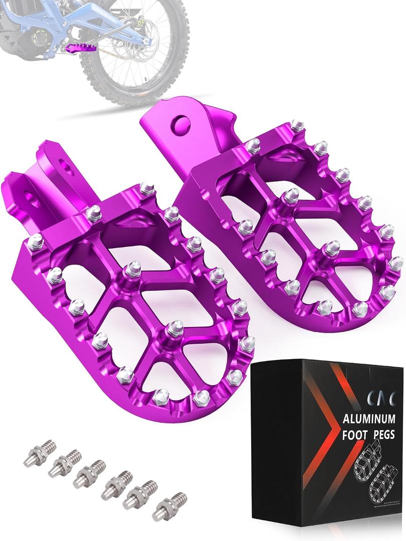 JFG RACING Dirt Bike Pegs,Motorcycle Foot Pegs MX Foot Pedals Rests CNC for Light Bee Surron/CRF150F CRF230F 2003-2019/KDX200 1983-1994 - Purple