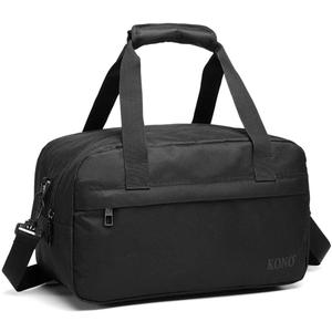 Kono Travel Duffel - 14L Under Seat Carry-On Sports Tote Gym Weekender Overnight Bag - 13.78"x7.87"x7.87" Black