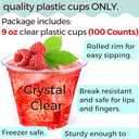 9 oz Clear Plastic Cups, 100 Pack 9oz Plastic Cocktail Party Cups, Disposable Wine Glasses Small Drinking Cup for Wedding, Punch Cup, Reusable Food Safe
