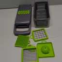 Vegetable Chopper Dicer with Container | Cheese Grater Mandoline Slicer Cabbage Shredder French Fry Cutter Stainless Steel for Veggie Onion Potato Fruit Food, Manual Hand Cooking Gadget for Kitchen (8 Blades, Gray)