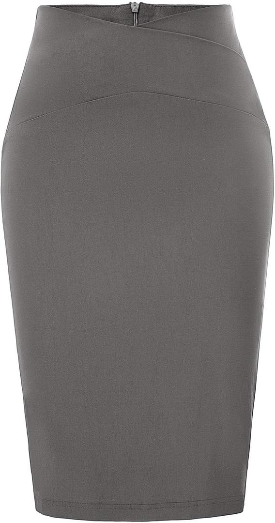 GRACE KARIN Skirts for Women High Waist Knee Length Stretch Bodycon Pencil Wedding Guest Work Skirt (X-Large, Dark Grey)