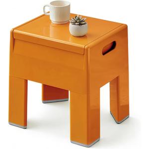 Nightstand Bedside with Storage Space, Multifunctional Colorful Plastic End Table Small Side Table for Bedroom, Dorm and Small Spaces, Easy Assembly(14.7" D x 11.8" W x 15.8" H, Orange)