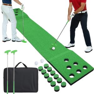 Golf Putting Game Set for Indoor & Outdoor, Portable Golf Pong Putting Green Mat with 2 Putters, 2 Balls,12 Hole Covers, 1 Storage Bag for Home, Backyard, Office & Party