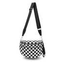 Crossbody Bags Bum Bag for Women Sling Bag Purse with Adjustable Strap (Black and White Checkered）