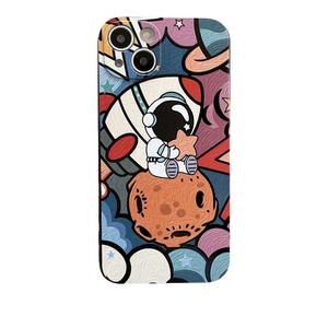 Yonds Queen for iPhone 15 Plus Cute Case, Cool Cartoon Astronaut Moon Planet Space Design Stylish Soft TPU Bumper Shockproof Anti-Slip Protector Fashion Case (Planet, iPhone 15 Plus)