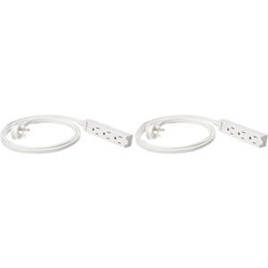 Amazon Basics 3-Prong Indoor Rectangle Extension Cord Power Strip, Flat Plug, Space-Saving, Grounded, 13 Amps, 1625 Watts, 125 VAC, 6 ft, White, 2-Pack