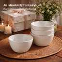 DOWAN 32 OZ Soup Bowls, Ceramic Cereal Bowl Set of 4, Large Bowls for Pho/Ramen/Pasta/Salad Bowls, Embossed Floral, Stackable Bowl Set, Microwave & Dishwasher Safe, for Mothers' Day and Housewarming