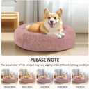 JOLLYVOGUE Calming Dog Bed Medium Size Dog, Anti-Anxiety Donut Medium Pet Bed, 27 inches Fluffy Faux Fur Round Cat Bed (Dark Pink)