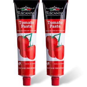 Tuscanini Premium Double Concentrated Tomato Paste Tube, 7.5oz (2 Pack) Made with Premium Italian Tomatoes BBD May 31 2029