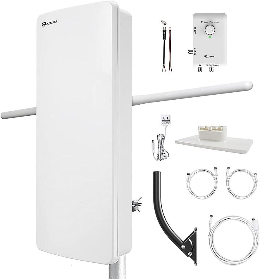 ANTOP - Hd Smart Booster Panel Indoor/Outdoor Tv Antenna with J Pole (AT-800SBSJ)