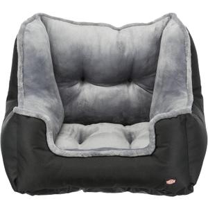 Trixie Deluxe Dog Car Booster Seat 19.7 x 19.7 x 15.7 in with Safety Tether & Secure Belt Installation - Elevated Travel Bed for Small Dogs with Removable Cushion