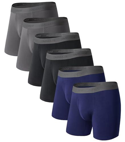 DAVID ARCHY Mens Underwear Cooling Rayon from Bamboo Boxer Briefs Breathable Soft Moisture-Wicking with Fly Underwear for Men  (L, Black/Dark Gray/Navy Blue in 6 Pack)