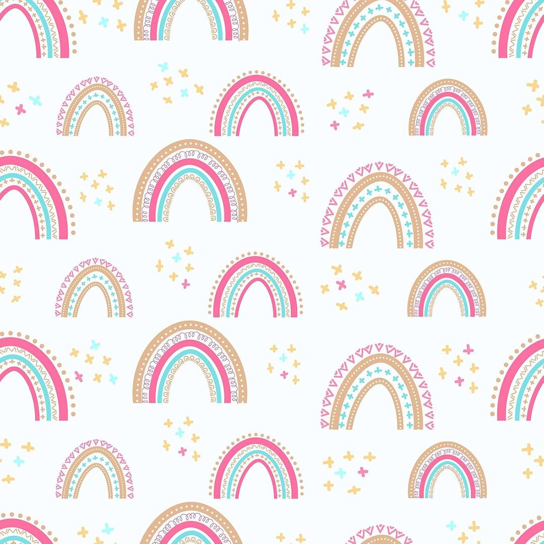 CHIHUT Boho Rainbow Peel and Stick Wallpaper for Kids Room Girls Room 17.7”x236” Decorative Cute Vinyl Contact Paper for Walls Self Adhesive Removable Watercolor Rainbow Wallpaper Mural for Playroom