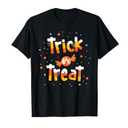 Amazon.com: Trick Or Treat Candy Yellow and Orange Cute Halloween T-Shirt : Clothing, Shoes & Jewelry (Small)