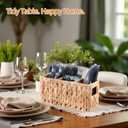 Wicker Party Silverware Caddy, Small Water Hyacinth Plastic Cutlery Utensil Holder, Hand Woven with Handles, Kitchen Countertop and Picnic flatware Organizer
