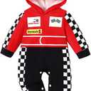 Baby Boy Costume Outfit Baby Clothes Uniform Hooded Romper (12-18 Months, Red-long)