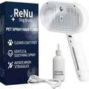 Fur Shower Brush for Cat & Dog, 3 in 1 Self Cleaning Steamy Pet Brush, Cat & Dog Steam Brush, Pets Spray Hair Removal Comb - Anti-Static, Dog Grooming Tool with Steam | Skin-Friendly Design (White)