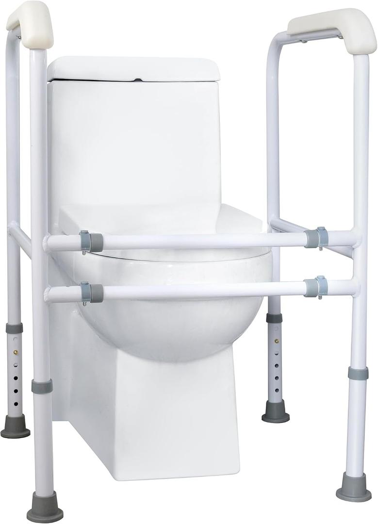 Toilet Safety Rails, Foldable & Adjustable Stability Frame for All Users, Fits Any Toilets (300 LB)
