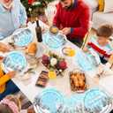 Winter Party Plates and Napkins,Blue Winter Wonderland Decorations Tableware 142pcs Snowflake Napkins and Plates Cups Tablecloth Banner for boy Winter Wonderland Birthday Decorations