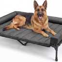 Veehoo Cooling Elevated Dog Bed Add Removable Waterproof Bolster Cushion Mat, Raised Pet Cot with Breathable Teslin Mesh, No-Slip Feet, Dog Couch Bed for Indoor Outdoor, 53 inches, Black