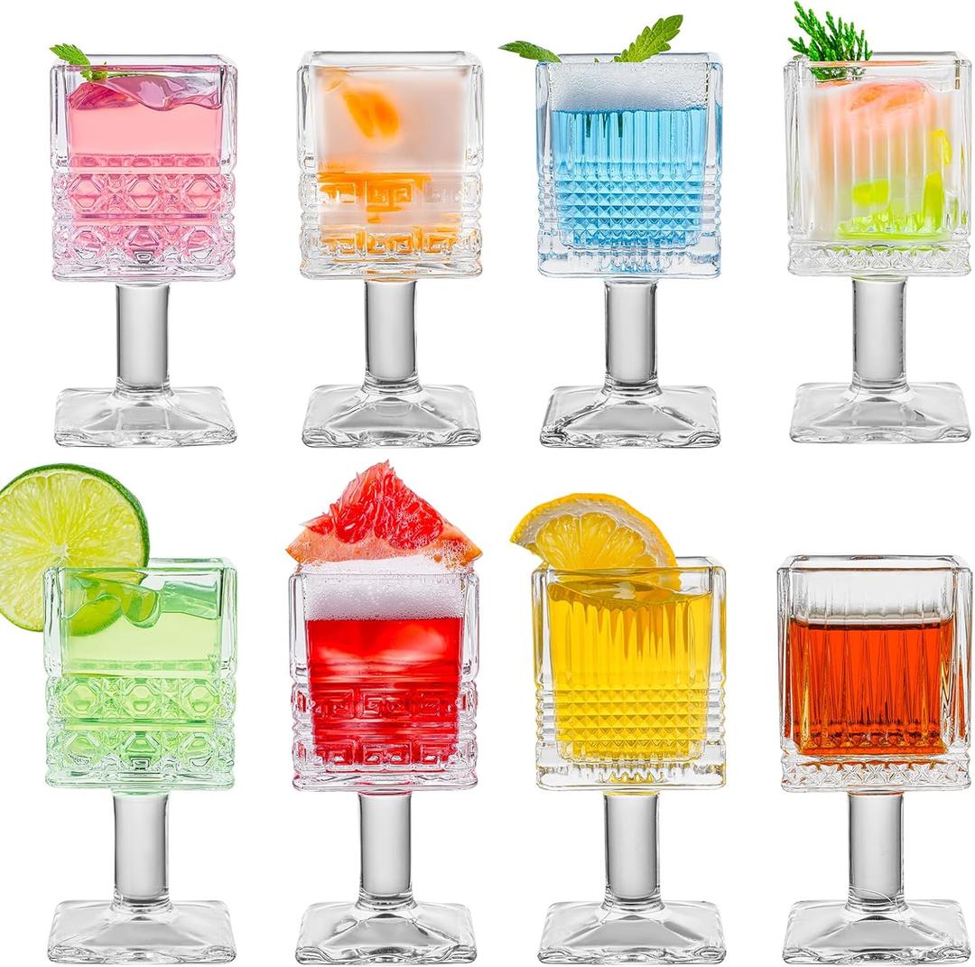 Shot Glass Set, 8 Pack 1.5 Oz Cordial Glasses with stem, Whiskey Shot Glasses, Spirits Glass, Tequila cups Set, Sherry cup, Mini Drinking Cups for Vodka, Whiskey, Tequila, Espresso, Liquo