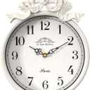 French Small Wall Clock with Bow, Vintage Ivory White Boho Style, Silent Battery Operated Decorative Wall Clocks for Farmhouse,Bedroom,Bathroom,Gifts New Home(10" H x 7.9" W)