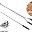 40" Fire Tongs Fire Pit Tongs Set, Stainless Steel Fireplace Tongs Log Grabber Suitable for Outdoor Fireset Fire Pit Bonfire Camp Fire Backyard Deck Indoor Fireplace Tools