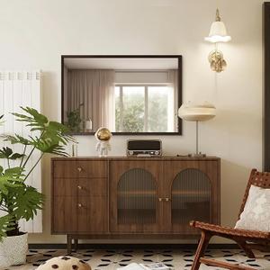 Modavari Home Fashion Accent Mirror Wood and Metal Finish Bathroom Mirrors for Wall Mounted, 40" x 30" Rectangle Rustic Wood Framed Wall Mirror, Decorative Farmhouse Mirror for Bathroom, Bedroom, Entryway, Horizontally/Vertically, 8 Pack