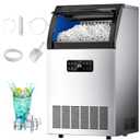 EUHOMY Commercial Ice Maker,105lbs/24H,Stainless Steel Under Counter Ice Machine with Water Filter,33lbs Storage Capacity, 45 Cubes in 8-12 Mins, Freestanding Ice Machine for Home/Bar/Cafe/Restaurant