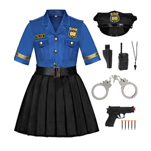 Police Officer Costume for Girls Cop Halloween Dress Up Costume M(4-6 )