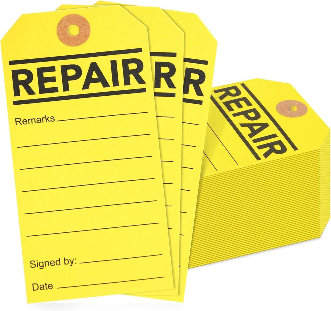 Juvale Service Tags for Equipment - 100 Pack, Yellow, 2.6 x 5.25 in - Equipment Repair Tags & Service Tickets for Machinery, Office & Warehouse