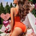 Avidlove Lingerie for Women Sexy Corset Garter Lingerie Set One Piece Teddy Bodysuit Boudoir Outfit (Orange, XL)