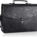 ESTARER Mens Leather Briefcase 15.6 Inch Laptop Messenger Bag, Professional Computer Shoulder Bag Office Satchel for Work Business, Black