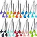 TIHOOD 20PCS Silicone Mini Tongs, 5Inch Hand Shape Food Tongs, Colourful Small Kids Tongs for Serving Food, Ice Cube, fruits, Sugar, Barbecue (10 colors)