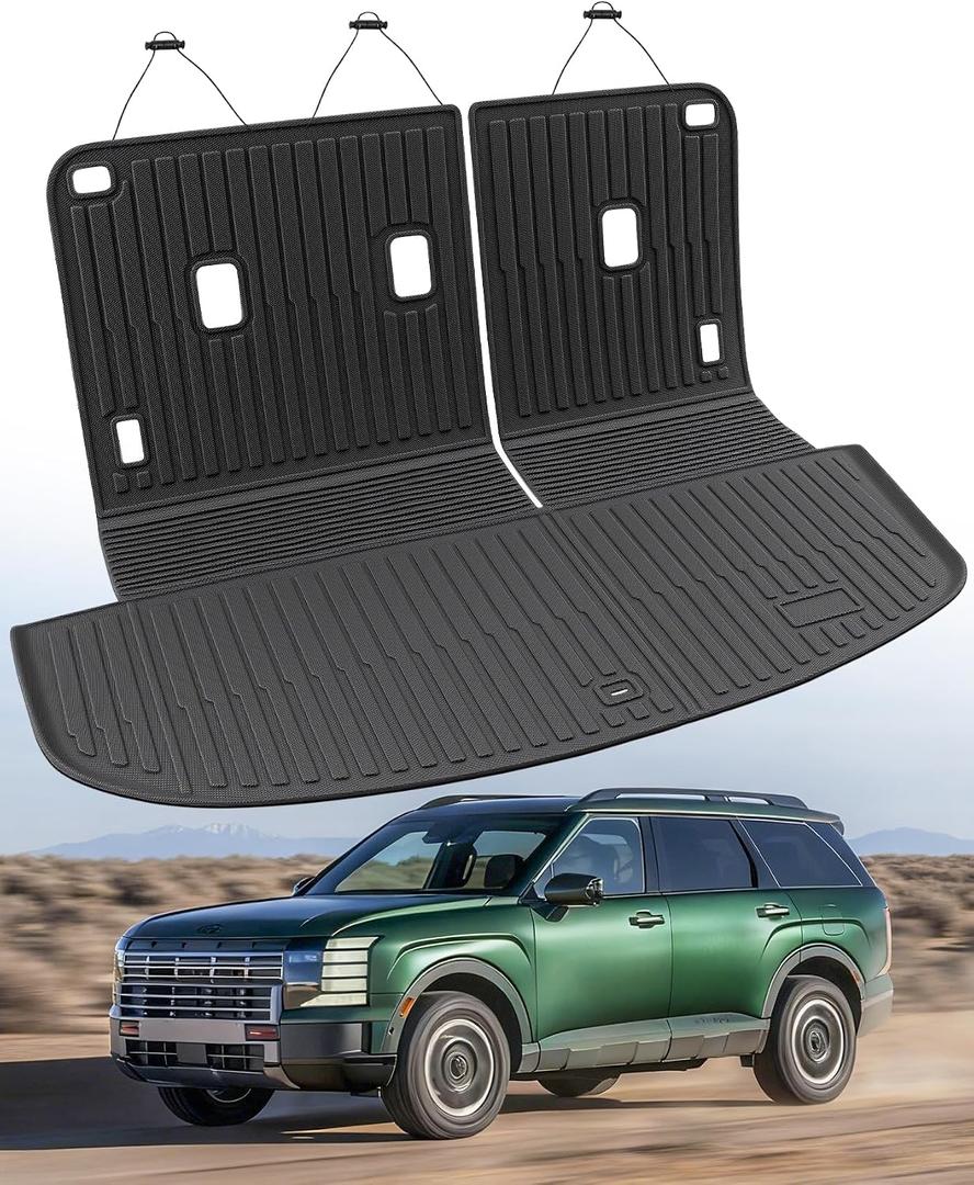DiffCar Cargo Mat for Hyundai Palisade 2026 (Fit 7/8 Seats), All Weather TPE Car Accessories Interior for Palisade 2026 Trunk Liner with Backrest Mat (Hybrid & Gas), Back Seat Cover Protector