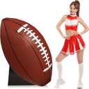 Chunful 4 ft Large Football Cardboard Cutout Stand up Life Size Football Party Decorations 3D Sport Photo Props Backdrops for Sports Theme Birthdays Baby Shower Decor Supply (Red,white and Black)