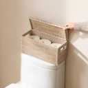 YANGQIHOME Toilet Paper Basket, Rattan Toilet Tank Basket for Bathroom, Wicker Baskets with Lid for Storage, Whitewash