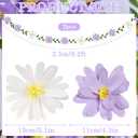 EASY JOY Crepe Paper Flowers Banner White Purple Spring Flower Garland Hanging Paper Florid Garland Leaves Banner for Spring Birthday Wedding Home Decorations
