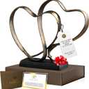Wedding Anniversary Couples Gift - Two Hearts and Cross Iron Sculpture, Heart Decoration Gift for Her and Him, 1st to 50th or 60th Anniversary, Includes Present Box and Poem Card